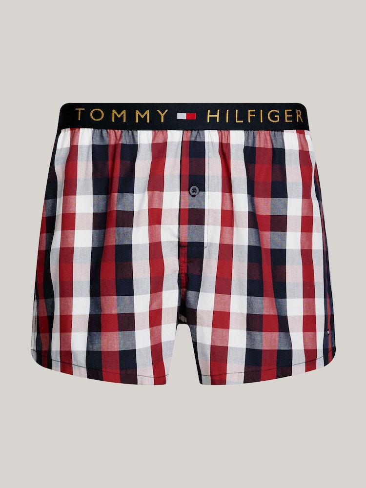 Tommy Hilfiger Red Woven Print 100% Cotton Boxers With Gold Waistband - Image 5 of 5