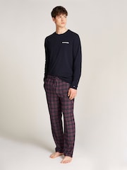 Tommy Hilfiger Blue Long Sleeved Print Flannel Pyjamas Set - Image 1 of 1
