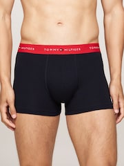 Tommy Hilfiger Blue Signature Essential Waistband Trunks 3 Pack - Image 4 of 7
