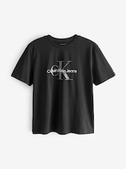 Calvin Klein Black 100% Cotton Monologo Jersey Short Sleeved T-Shirt - Image 1 of 1