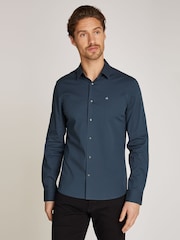 Calvin Klein Blue Slim Fit Poplin Stretch Shirt - Image 1 of 4