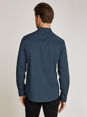 Calvin Klein Blue Slim Fit Poplin Stretch Shirt - Image 2 of 4