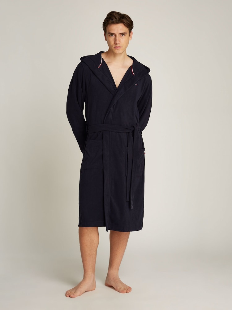 Tommy Hilfiger blauer Bademantel mit Kapuze - Bild 1 von 4