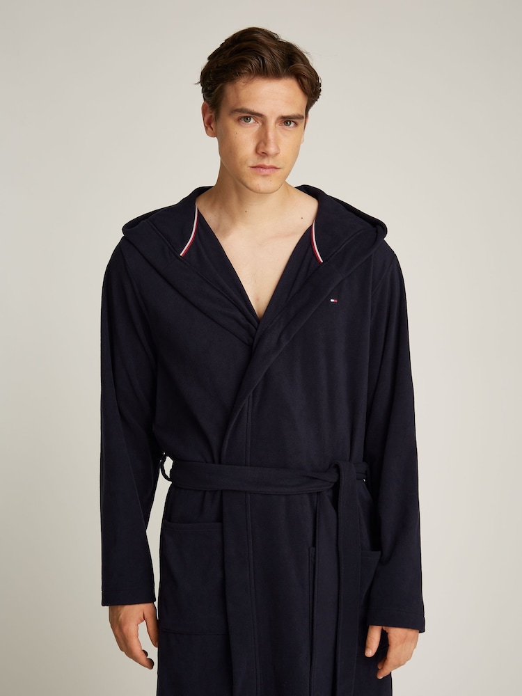 Tommy Hilfiger blauer Bademantel mit Kapuze - Bild 2 von 4