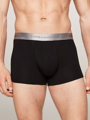 Tommy Hilfiger Black Signature Essential Waistband Trunks 3 Pack - Image 2 of 6