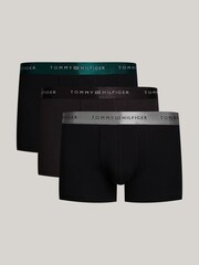 Tommy Hilfiger Black Signature Essential Waistband Trunks 3 Pack - Image 6 of 6