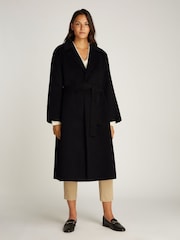 Calvin Klein Black Wool Long Wrap Coat - Image 1 of 5