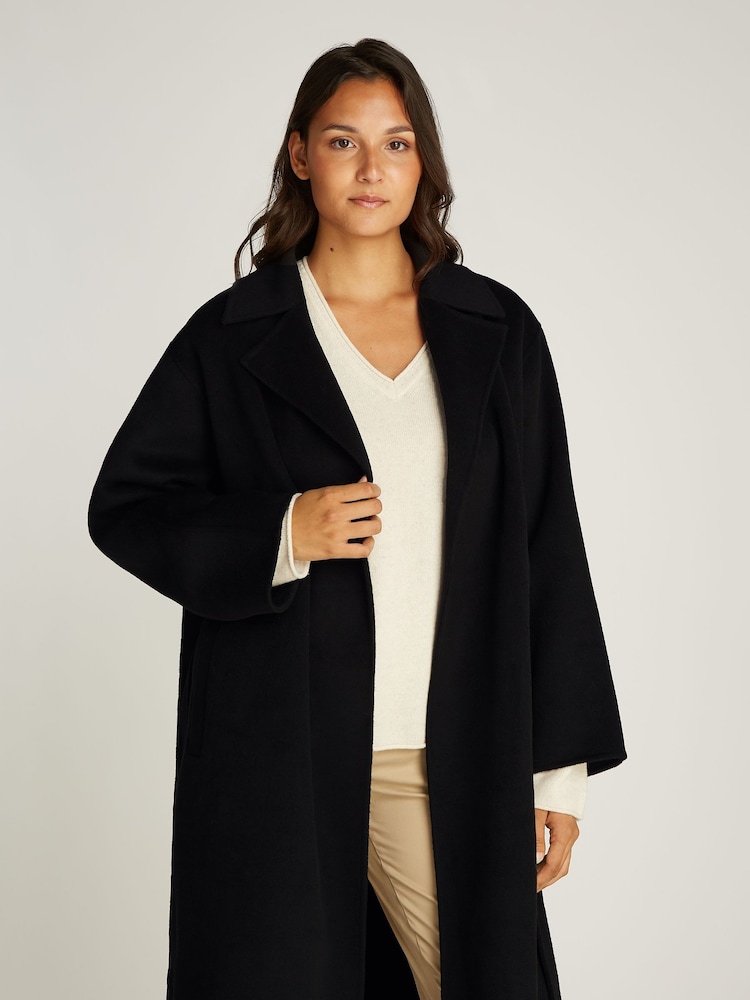 Calvin Klein Black Wool Long Wrap Coat - Image 2 of 5