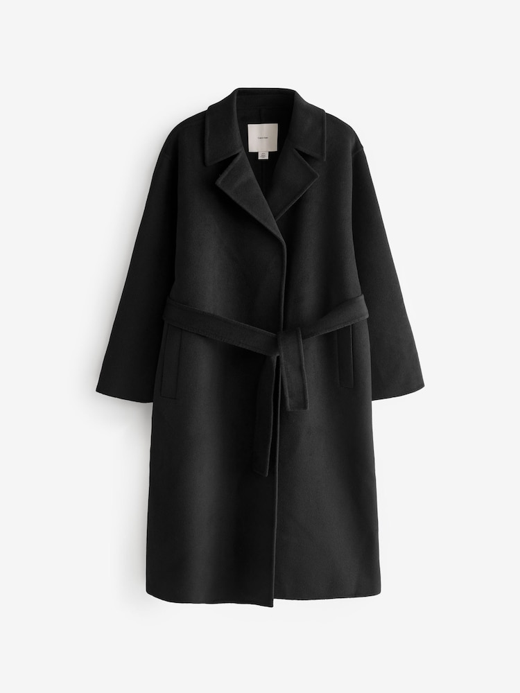 Calvin Klein Black Wool Long Wrap Coat - Image 5 of 5