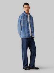 Calvin Klein Blue Oversized Linear Overshirt - Image 2 of 4
