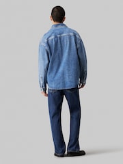 Calvin Klein Blue Oversized Linear Overshirt - Image 3 of 4
