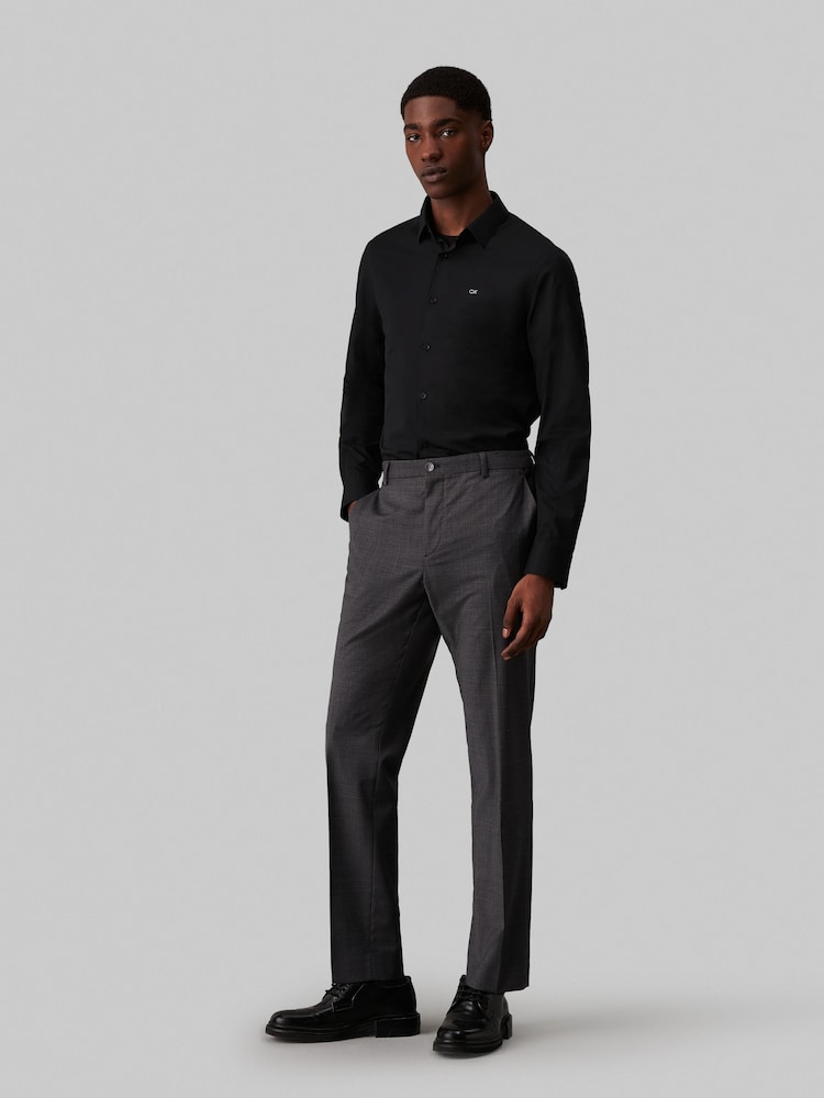 Calvin Klein Black Slim Fit Poplin Stretch Shirt - Image 3 of 5
