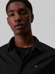 Calvin Klein Black Slim Fit Poplin Stretch Shirt - Image 4 of 5