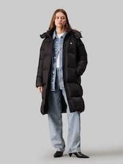 Calvin Klein Black Down Long Puffer Jacket - Image 1 of 4