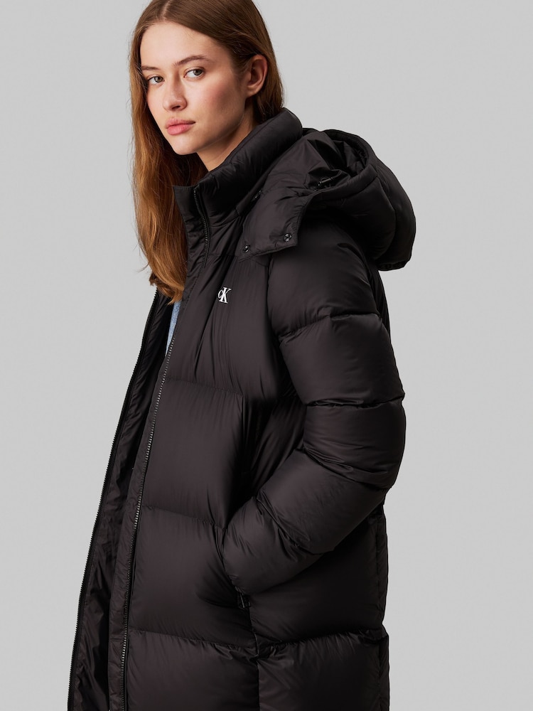 Calvin Klein Black Down Long Puffer Jacket - Image 4 of 4
