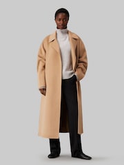 Calvin Klein Brown Wool Long Wrap Coat - Image 1 of 5