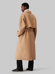 Calvin Klein Brown Wool Long Wrap Coat - Image 2 of 5