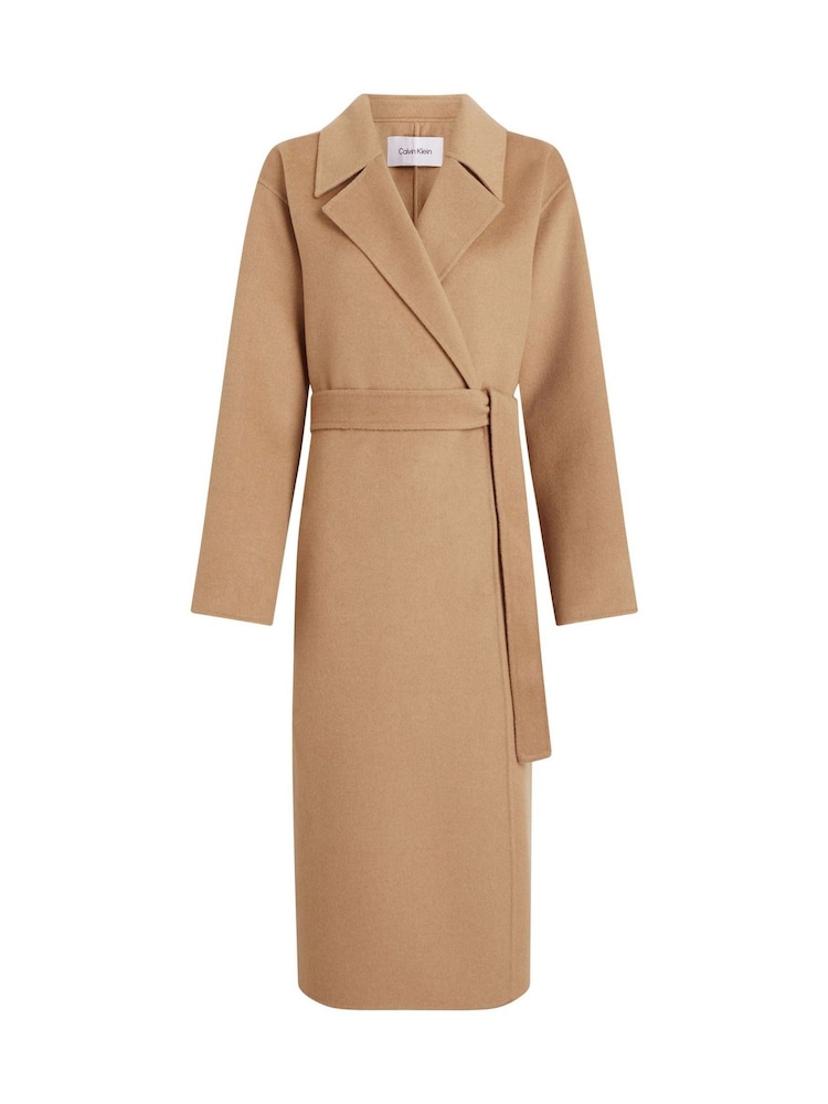 Calvin Klein Brown Wool Long Wrap Coat - Image 5 of 5