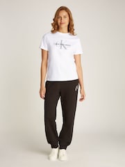 Calvin Klein White 100% Cotton Monologo Jersey Short Sleeved T-Shirt - Image 1 of 6