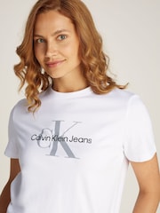 Calvin Klein White 100% Cotton Monologo Jersey Short Sleeved T-Shirt - Image 4 of 6