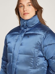 Calvin Klein Blue Shiny Cropped Puffer Jacket - Image 4 of 7