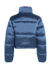 Calvin Klein Blue Shiny Cropped Puffer Jacket - Image 6 of 7