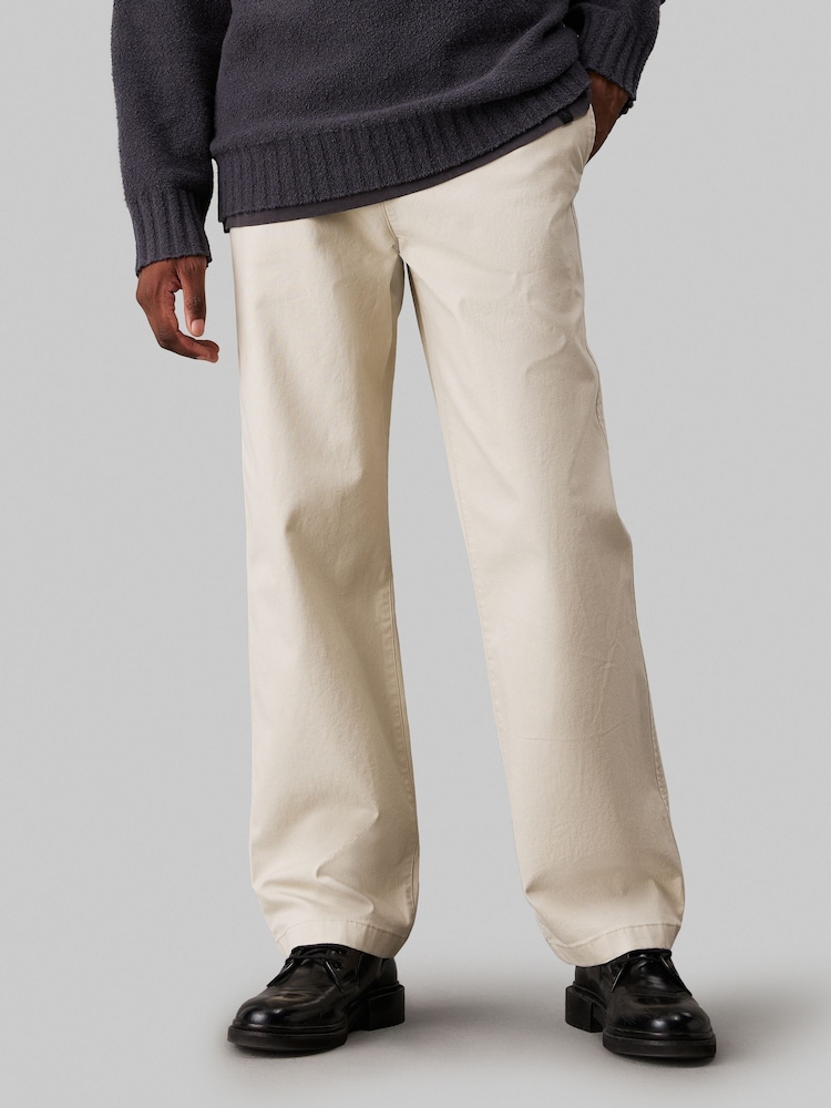 Calvin Klein Natural Washed Straight Chino Trousers - Image 1 of 4