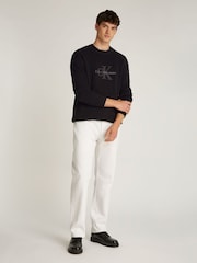 Calvin Klein Black Chenille Monologo Jumper - Image 1 of 6
