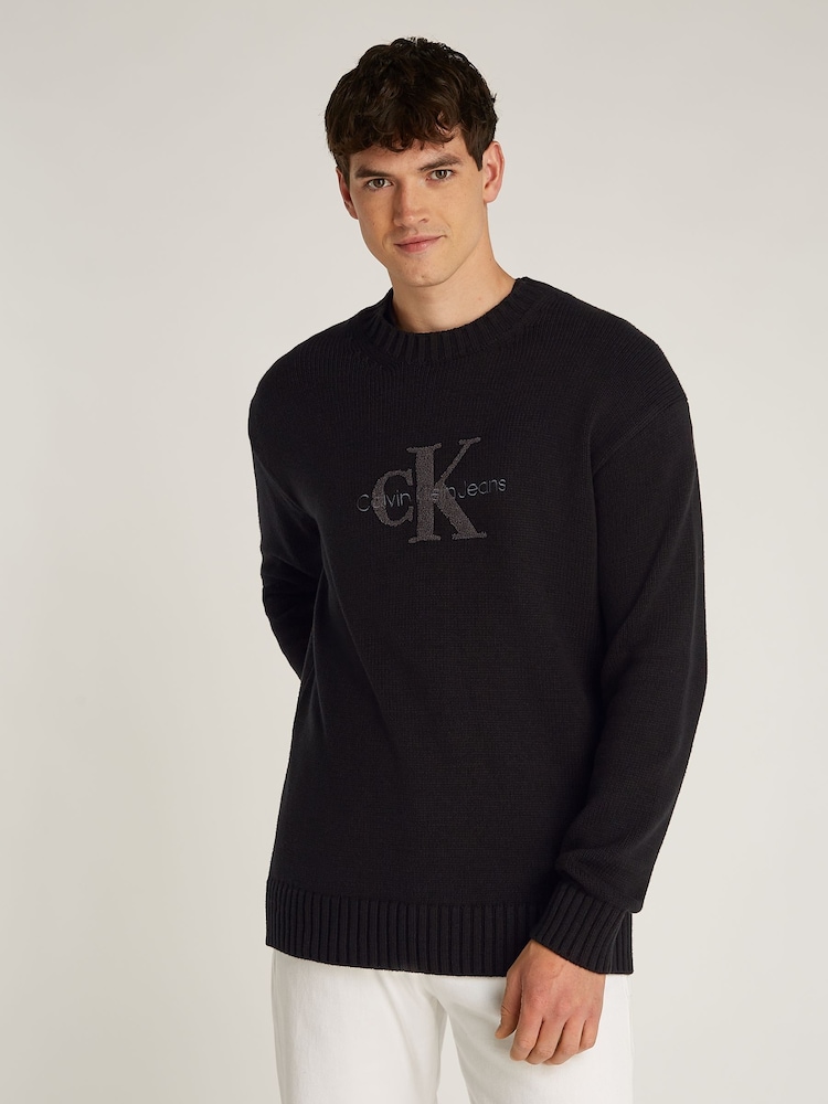 Calvin Klein Black Chenille Monologo Jumper - Image 2 of 6