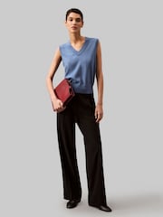 Calvin Klein Black Soft Crepe Pleated Trousers - Image 1 of 5