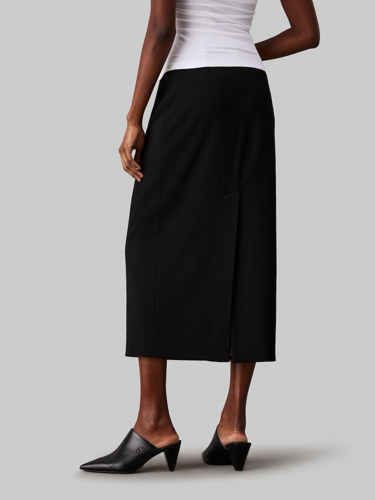 Calvin Klein Black Soft Crepe Midi Pencil Skirt - Image 2 of 5