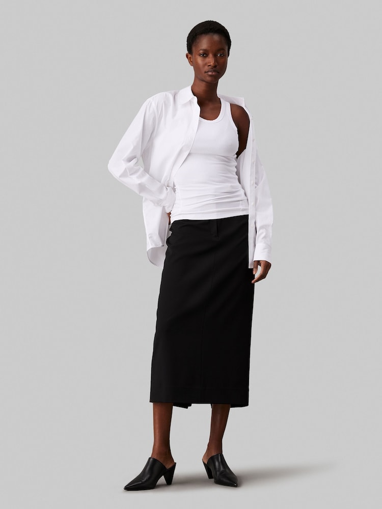 Calvin Klein Black Soft Crepe Midi Pencil Skirt - Image 3 of 5
