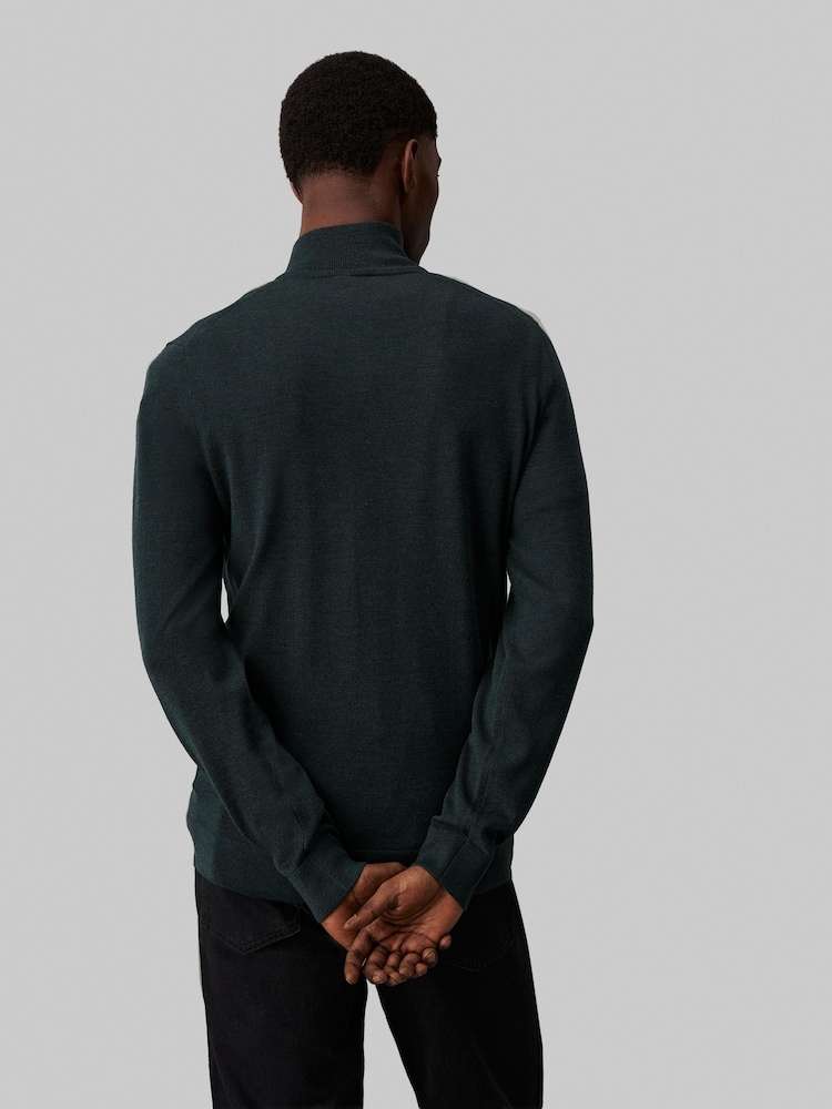 Calvin Klein Blue Merino Quarter Zip Jumper - Image 2 of 4