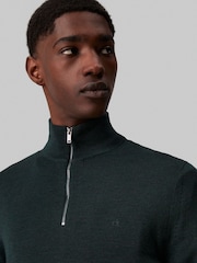 Calvin Klein Blue Merino Quarter Zip Jumper - Image 3 of 4