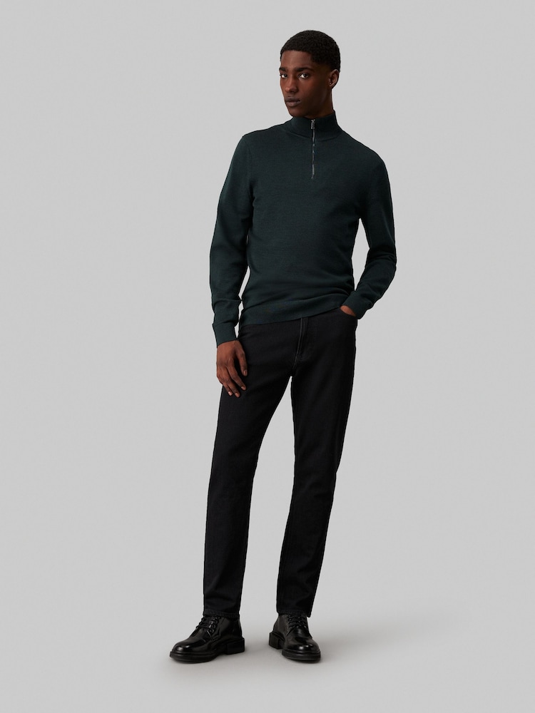 Calvin Klein Blue Merino Quarter Zip Jumper - Image 4 of 4