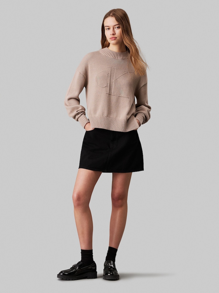 Calvin Klein Natural Intarsia Loose Jumper - Image 3 of 4