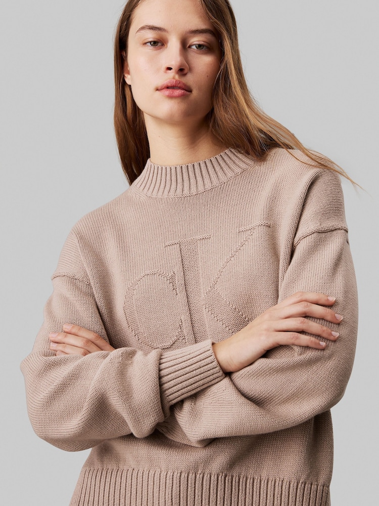 Natural - Jersey holgado con diseño intarsia de Calvin Klein - Imagen 4 de 4