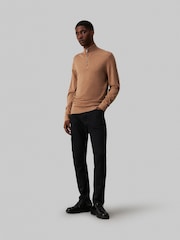 Calvin Klein Brown Merino Quarter Zip Jumper - Image 3 of 5