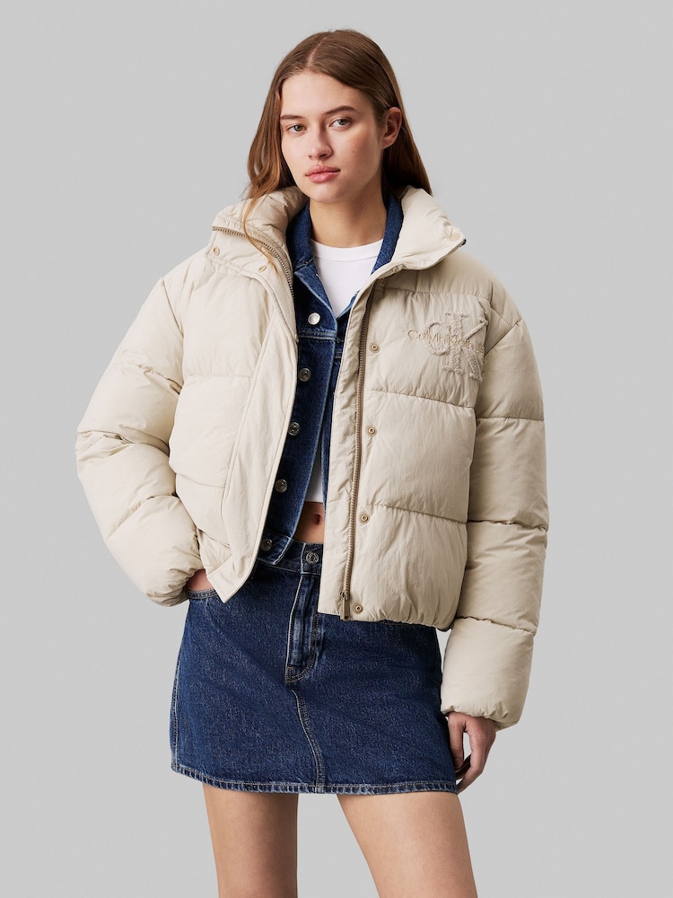 Calvin Klein Natural Chenille Monologo Puffer Jacket - Image 1 of 4