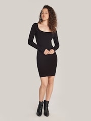 Calvin Klein Black Sculpted Long-Sleeved Sweater Dress - Image 1 of 1