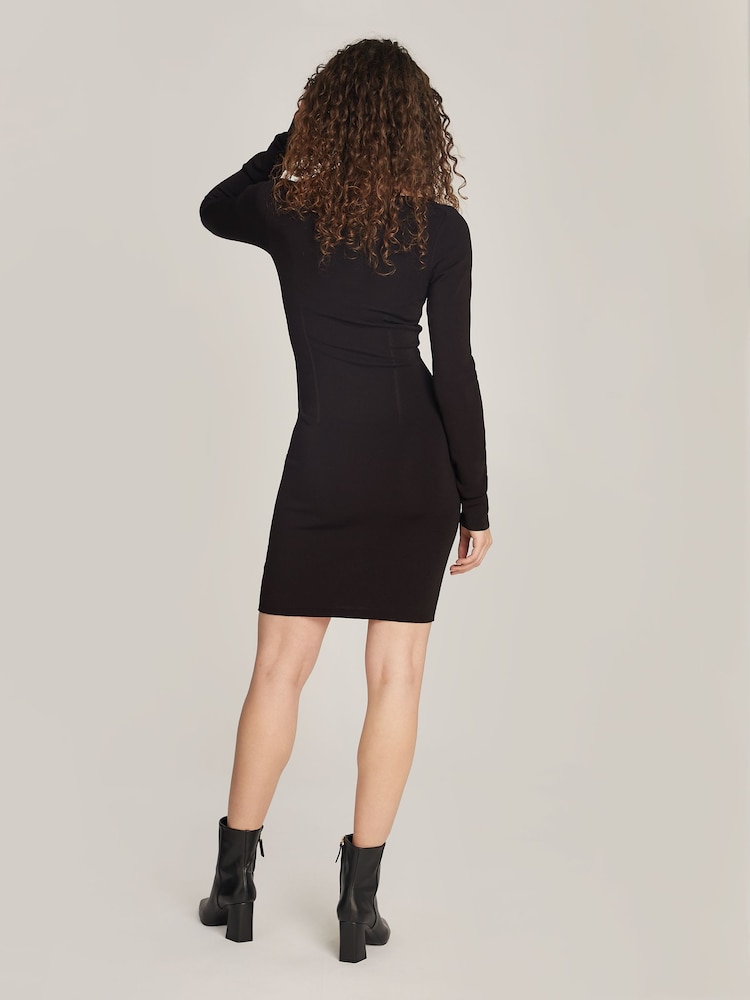 Calvin Klein Black Sculpted Long-Sleeved Sweater Dress - Image 1 of 5