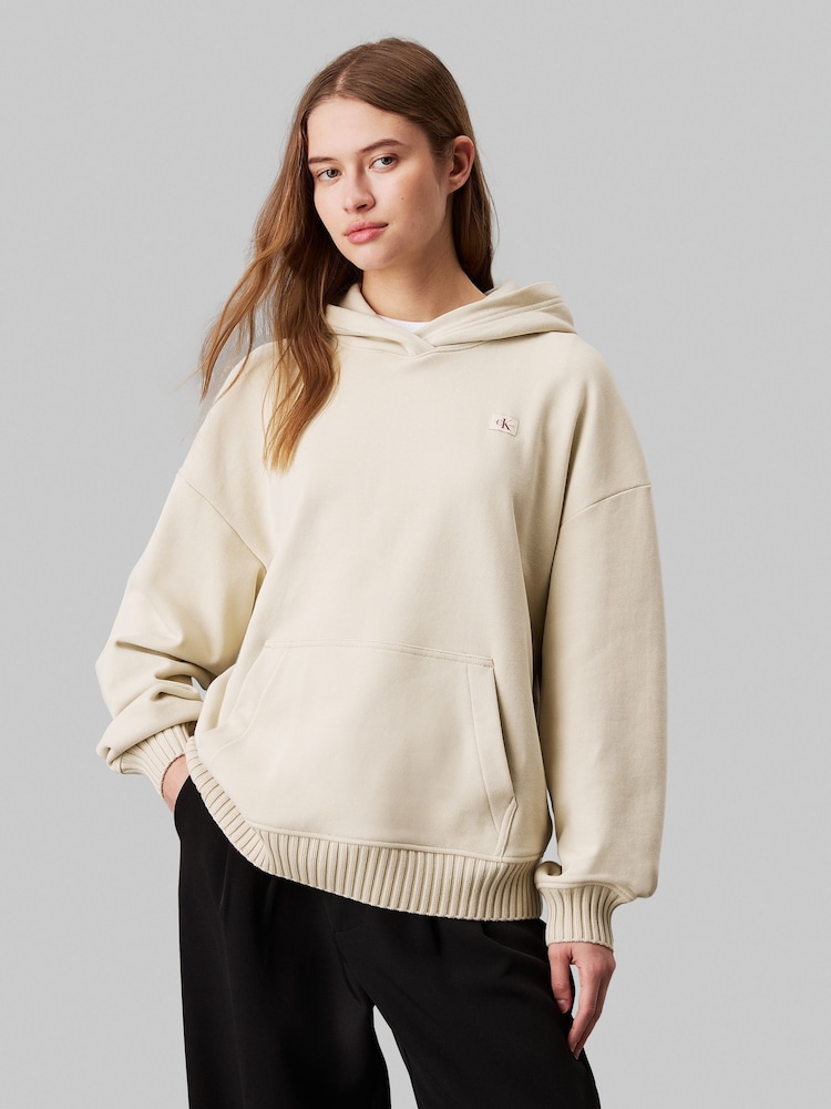 Calvin Klein Natural Woven Label Peached Hoodie - Image 1 of 4