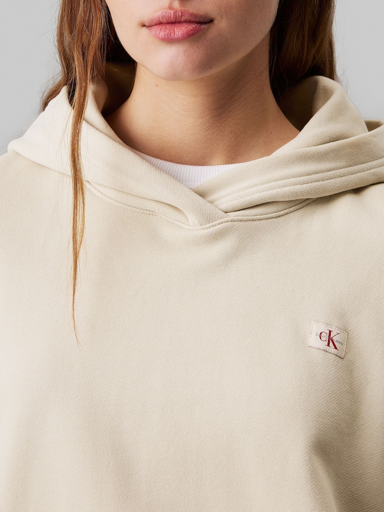 Calvin Klein Natural Woven Label Peached Hoodie - Image 4 of 4