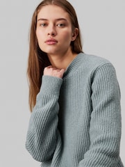 Calvin Klein Grey Boucle Rib Crew Neck Relaxed Jumper - Image 4 of 4
