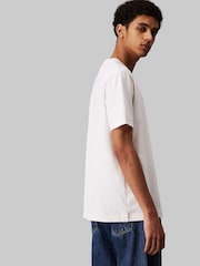 Calvin Klein White 100% Cotton Chenille Monologo T-Shirt - Image 2 of 5