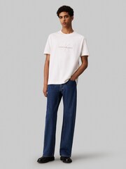 Calvin Klein White 100% Cotton Chenille Monologo T-Shirt - Image 3 of 5