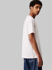 Calvin Klein White 100% Cotton Chenille Monologo T-Shirt - Image 4 of 5