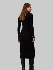 Calvin Klein Black Soft Rib V-Neck Midi Dress - Image 2 of 7