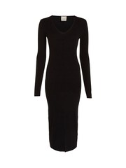 Calvin Klein Black Soft Rib V-Neck Midi Dress - Image 5 of 7