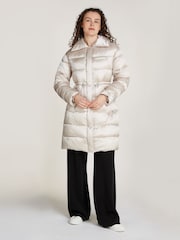 Calvin Klein Grey Padded Satin Drawstring Coat - Image 1 of 1